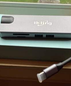 ikling USB C Hub, 9-in-1 USB C Adapter with 4K USB C to HDMI, VGA, Gigabit Ethernet, 100W PD, 2 USB-A 5 Gbps, MicroSD/SD Card Reader, USB C Dock for Most Type-C Devices 9 IN 1 HUB 41 61A8VTiidhL