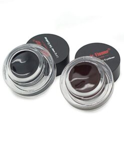 2 in 1 Black and Brown Gel Eyeliner Set Water Proof Smudge Proof, Last for All Day Long, Work Great with Eyebrow, 2 Pieces Eye Makeup Brushes Included 27 61A8bW3otlL