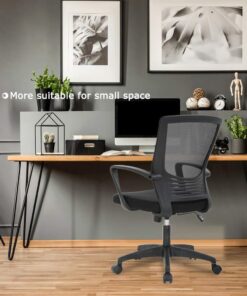 Alternative view of Ergonomic Office Chair Cheap Desk Chair Mesh Computer Chair with Lumbar Support Arms Modern Cute Swivel Rolling Task Mid Back Executive Chair for Women Men Adults Girls,Black Black