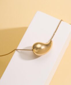 VULETO Drop Necklace Dupes Teardrop Dainty 14k Gold Plated Water Drop Hypoallergenic Pendant Necklace for Women Girls gold-gold 14 61AAWtju7FL