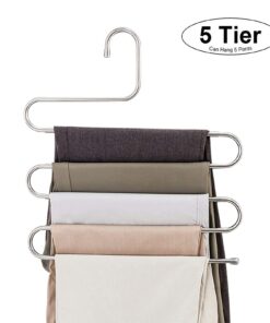 Alternative view of HonTop S-Type Stainless Steel Pants Hangers Space Saving 3Pcs Multi-Purpose Storage Organizer Rack Magic for Hanging Trousers Jeans Scarf Tie Clothes, 5Layers