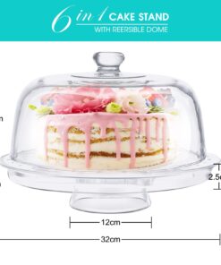 Alternative view of Masthome 6 in 1 Acrylic Cake Stand with Dome Lid (12") Extra Large Multifunctional Serving Platter and Cake Holder, Salad Bowl/Punch Bowl/Desert Platter/Chips & Dip/Cake Plate,BPA Free - Send 2 Spoons