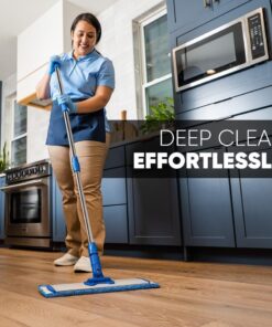 18" Professional Microfiber Mop - Hardwood Floor Mop - Dry & Wet Mop for Wood, Laminate, Tile, Vinyl Floors | Washable Pads | Wet & Dust Mopping | Adjustable Handle + 1 Microfiber Cloth Mop Kit with Telescoping Handle 41 61ACZYBeU7L