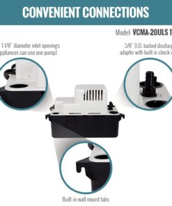 Little Giant 554425 VCMA-20ULS 80 GPH 1/30 HP Automatic Condensate Pump with Safety Switch for HVAC, Dehumidifier, Furnace, Air Conditioner 115 Volts 115V, Safety Switch 37 61AG3cUuAcL