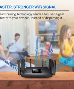 Linksys WiFi 5 Router, Tri-Band, 3,000 Sq. ft Coverage, 25+ Devices, Speeds up to (AC5400) 5.4Gbps - EA9500 AC5400 3000 ft, 25+ Devices 24 61AGJwETTL