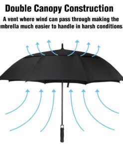 ACEIken Golf Umbrella Large 58/62/68 Inch Automatic Open Golf Umbrella Extra Large Oversize Double Canopy Vented Umbrella Windproof Waterproof for Men and Women Black 62 inch 21 61AJ4 B7tuL