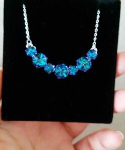 PLATO H Crystal Cube Curved Bar Necklace for Women with Gift Box Unique Dainty Jewelry Anniversary Mother's Day Gifts Blue 32 61AJdnx58hL