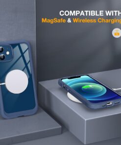 Miracase Glass Case for iPhone 12/ iPhone 12 Pro 6.1 inch (2020), Full-Body Clear Bumper Case with Built-in 9H Tempered Glass Screen Protector for iPhone 12/ iPhone 12 Pro,Dark Blue Dark Blue iPhone 12/12 Pro 6.1'' 27 61AL7XDYFL