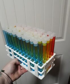 Alternative view of 16x150mm Assorted Plastic PS Tubes and 16mm Natural Flange Caps, with Rack Karter Scientific 402S2 (Set of 60) PACK OF 60 ASSORTED COLORS