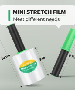 CREGEAR Stretch Wrap Film 6 Pack, Mini Clear Shrink Wrap (5"x1000Ft x80 Gauge) with 2 Reusable Handles, Industrial Stretch Plastic Wrap for Moving Wrapping Plastic Roll & Pallet Wrap,Total 6000 Ft 16 61AMTJgLQzL