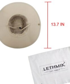 LETHMIK Summer Fishing Boonie Sun Hat Cap Outdoor Safari Hunting Camping Hat with Chin Cord Beige (Waterproof) Model 0023 One Size 23 61ANH7e3whL