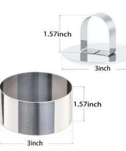 HcirjhieCookie Cutter Set, Stainless Steel Dessert Rings,4 Pc. Kit, Round Metal Baking Rings for Pastry, Biscuits, and Dough Cutting, Cakes Mousse Molding Layering Cake Cutter 11 61AO35ZSccL