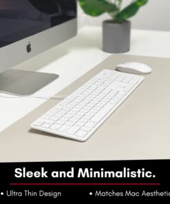 Macally Slim USB Wired Keyboard for Mac and Windows PC - Full Size 104 Key Layout & 16 Shortcut Keys - Scissor Keycaps for Smooth Typing - Mac Wired Keyboard with Numeric Keypad White 18 61APa2lH3iL