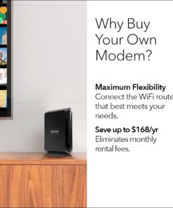 NETGEAR Nighthawk Modem Router Combo C7000-Compatible with Cable Providers Including Xfinity by Comcast, Spectrum, Cox,Plans Up to 800Mbps | AC1900 WiFi Speed | DOCSIS 3.0 800Mbps, DOCSIS 3.0 25 61AQNT0AF9L