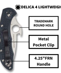 Spyderco Delica 4 Lightweight Signature Folding Knife with 2.90" Saber-Ground Steel Blade and Emerson Opener - Plainedge - C11PGYW 21 61ARp7KtSfL