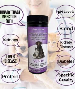 One Step Pet Urine Testing Strips, 50 x Urinalysis Parameter Tests for Dogs, Cats, Vets, Accurate Testing for Veterinarians, Detects UTI, Diabetes, Bladder, Kidney, Liver, SG, pH, Glucose 16 61ASOlISslL