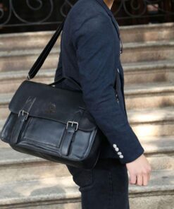 Berchirly Pu Leather Messenger Bags 14Inch Laptop Briefcases Handbag Men Document Carrier Crossbody Bag Large Style1_black 13 61ASbVS9uEL