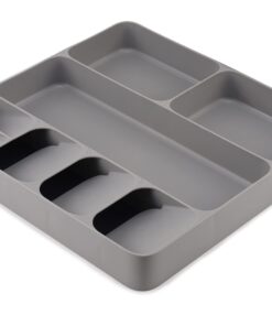 Joseph Joseph DrawerStore Kitchen Drawer Organizer Tray for Silverware Cutlery Utensils and Gadgets, Gray, 15.6 x 15.1 x 2.1 Inches Grey Large 16 61AYLdV36ZL