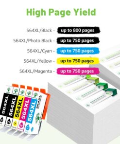 GREENSKY 564XL Compatible Ink Cartridge Replacement for HP 564XL 564 XL Ink Cartridge for HP Photosmart 7510 7520 6510 6520 5514 5520 Plus Premium C309A DeskJet 3520 3522 4620 Printer (5 Pack) 10 61AYp7aS8xL