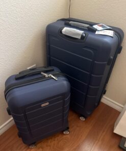 SHOWKOO Luggage Sets Expandable PC+ABS Durable Suitcase Double Wheels TSA Lock 3pcs Blue 20in24in28in 36 61AZaIXcLiL