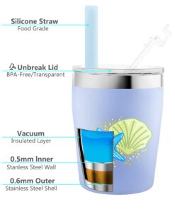Housavvy Sippy Cups for Toddlers, Easy Clean, Dishwasher Safe, BPA Free Kids Stainless Steel Cups with Tritan Lids and Kids Smoothie Silicone Reusable Ocean -1 17 61AZrinExOL