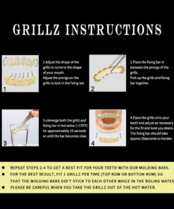 JINAO 18K Gold Plated Gold Finish 8 Top Teeth 8 Bottom Tooth Hip Hop Mouth Grills for Men and Women Gold Set 16 61AbW5E887L