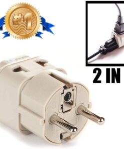 Alternative view of OREI European Power Adapter Plug, Perfect for Travel To Europe, Germany, France, Spain, Norway, Korea - Universal Socket - Type E/F Outlet - 2 Inputs - Safe Grounded Connection