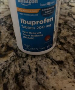 Amazon Basic Care Ibuprofen Tablets 200 mg, Pain Reliever/Fever Reducer, Body Aches, Headache, Arthritis Pain Relief and More, 500 Count 500 Count (Pack of 1) 32 61Aeh1DqgVL