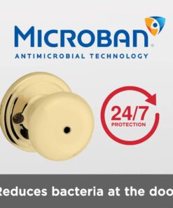 Kwikset Juno Interior Privacy Door Knob with Lock, Door Handle For Bathroom and Bedroom, Polished Brass Keyless Turn Lock Doorknob 12 61Af0uxkM8L