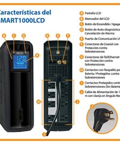 Tripp Lite 1000VA Smart UPS Battery Back Up, 500W Tower, 8 Outlets, LCD Display, AVR, USB, Tel / DSL / Coax Protection, 3 Year Warranty & $250,000 Insurance (SMART1000LCD) Black 16 61Af5SMNMaL