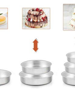 TeamFar Cake Pan, Stainless Steel Round Cake Pan Baking Tier Cake Pans Set, 8'' & 9½'' & 11'', Healthy & Heavy Duty, Mirror Finish & Easy Clean, Dishwasher Safe - 3 Pieces 8" & 9.5" & 11" 12 61AjAuqbPRL
