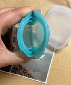 Stasher Reusable Silicone Storage Bag, Food Storage Container, Microwave and Dishwasher Safe, Leak-free, Pocket 2-Pack, Clear + Aqua 2 Pack 46 61Ak6DmS TL