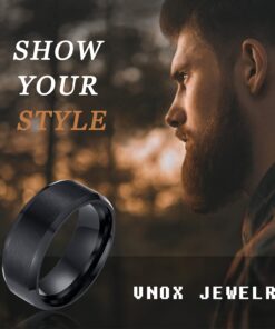 VNOX Personalized Custom 8MM Stainless Steel Plain Wedding Band Ring for Men,Black/Gold Plated/Silver Black-Engraving 8 9 61AlsyDQ15S 1