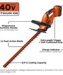 Alternative view of BLACK+DECKER 40V MAX Hedge Trimmer, Cordless, 24-Inch Blade, Battery and Charger Included (LHT2436) 40V Hedge Trimmer Kit
