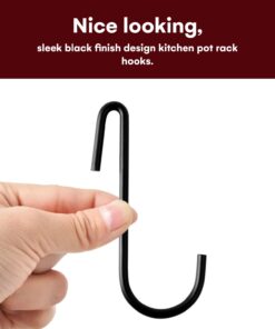Alternative view of Vdomus Hanging Pot Rack - S-Shaped Shelf Pots and Pans Hanger - Heavy Duty Wall Mount Kitchen Utensil Holder - Kitchenware Organizer Racks for Storage - 17 lbs. Strong Grip Hooks - Set of 10 Black