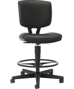 HON, Black Volt Leather Office Chair Sit-To-Stand Seating, Foot Ring, 250lb Max Weight With Wheels for Computer/Desk, Task Stool 14 61AvxI5GzL