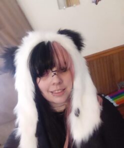 Panda Animal Hood Faux Fur Hat with Warm Scarf Mittens Ears and Paws by HatButik. 22 61AwS1q06NL