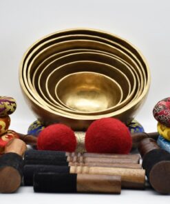 Chakra Healing Tibetan Singing Bowls Set of 7 pieces ~ Hand Hammered Himalayan Meditation Bowls ~ 5"-10" ~ included 7 Mallets, 7 cushions & 1 drum stick. Handmade in Nepal by Thamelmart 20 61AyNJ1YT4L