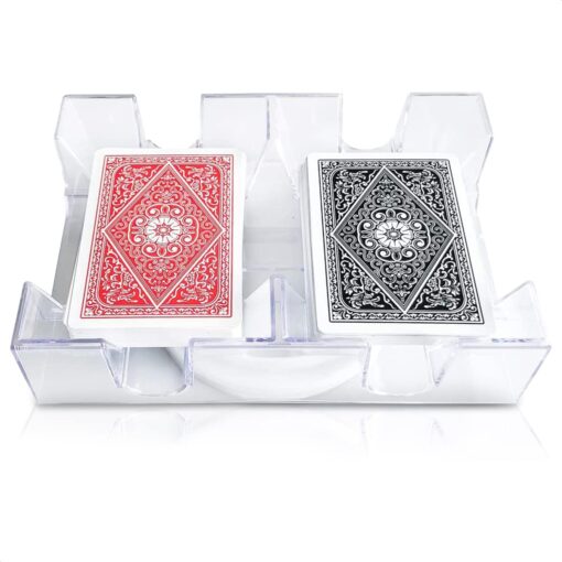 Dual Deck Revolving Card Holder - 360 Degree Revolving Holder Playing Card Holders for Adults Clear Tray Card Holders for Playing Cards Holder Plastic Card Holder Poker Tables Acrylic Card Holder