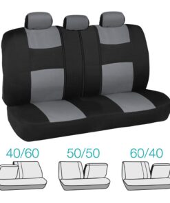 BDK Two-Tone PolyPro Car Seat Covers Full Set with Motor Trend Heavy Duty Rubber Car Floor Mats, Black & Gray – Interior Covers for Auto Truck Van SUV Black & Grey 20 61B0S9q0azL