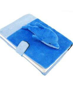 DolliBu Dolphin Plush Notebook - Blue Ocean Life Plush School Journal, Cute Fluffy Stuffed Animal Toy With 80 Pages Personal Journal For Kids, Adults Office Desk Accessory Writing Pad - 5.75 Inches