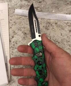 Tac Force Assisted Opening Rescue Glass Breaker Bright Green Skull Design Hunting Camping Tatical Pocket Knife 22 61B874SoGgL