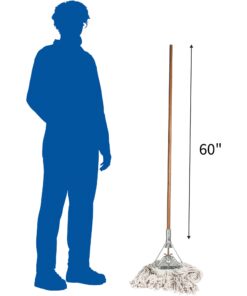Genuine Joe-GJO54201 Cotton Wet Mop with Handle 60" Width x 0.94" Height; Cotton HeadWood Handle – Lightweight 13 61B9 jqauWL