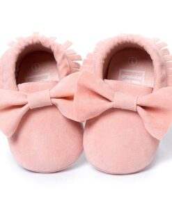LIVEBOX Infant Baby Girls and Boys Premium Soft Sole Moccasins Tassels Prewalker Anti-Slip Toddler Shoes S: 0~6 months Bow- Princess Pink 12 61B9aIcUhxL