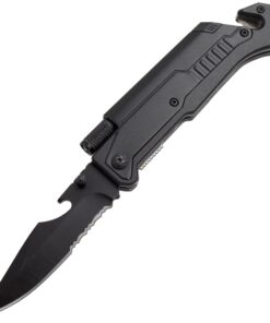 Snake Eye Tactical Tactical 6-in-1 Multi-tool Knife with Flint Fire Starter, LED Light, Bottle Opener, Belt Cutter and Windows Breaker BK-4 15 61B9sFtbWHL