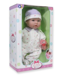 JC Toys - La Baby | Caucasian 16-inch Medium Soft Body Baby Doll | Washable | Removable Purple Outfit w/Hat and Pacifier | for Children 12 Months + Purple Caucasian 22 61BDbjTlprL