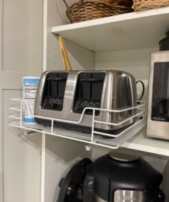 Household Essentials Glidez Powder-Coated Steel Pull-Out/Slide-Out Storage Organizer with Plastic Liner for Under Cabinet or Wire Shelf Use - 1-Tier Design - Fits Standard Size Cabinet or Shelf, White 15" 45 61BDhZSl2L