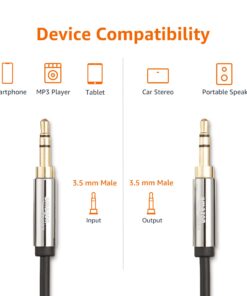 Amazon Basics 3.5mm Aux Audio Cable for Stereo Speaker or Subwoofer with Gold-Plated Plugs, 4 Foot, Black 1 Pack 4 ft (1.2 m) 19 61BEWWLNgKL