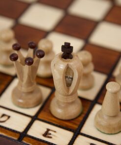 Alternative view of Wegiel Handmade Royal 36 European Chess Set - Wooden 14.2 Inch Board Hornbeam & Sycamore Pieces