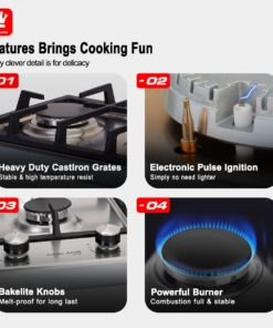 2 Burner Gas Cooktop, GASLAND Chef GH30SF 12 Inch Gas Hob, NG/LPG Convertible Natural Gas Propane Cooktops, Dual Burner Gas Stovetop with Thermocouple Protection, Stainless Steel 12 inch-stainlees 9 61BI1wUiElL